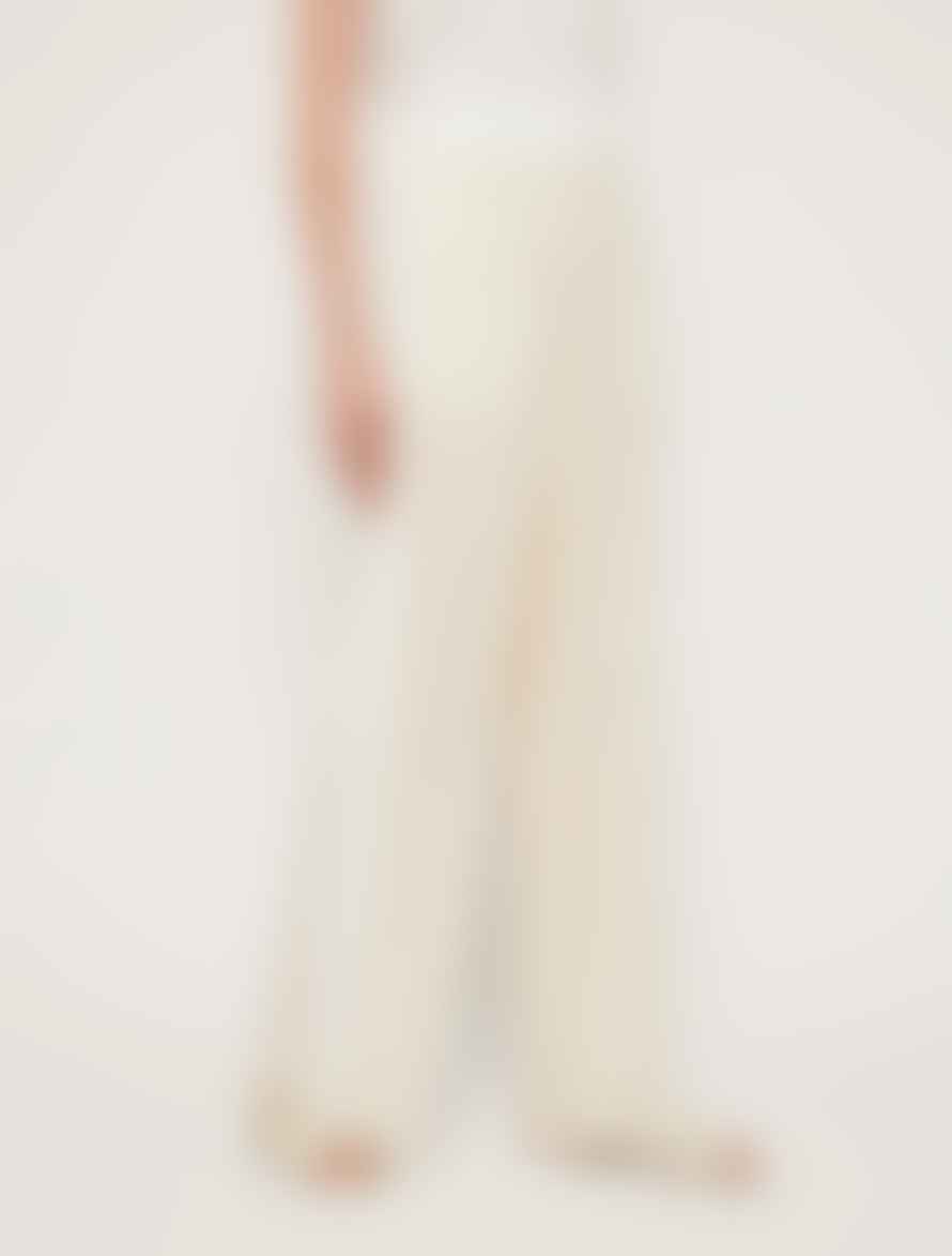 Pennyblack Macrame Wide Trousers In Cotton Ivory
