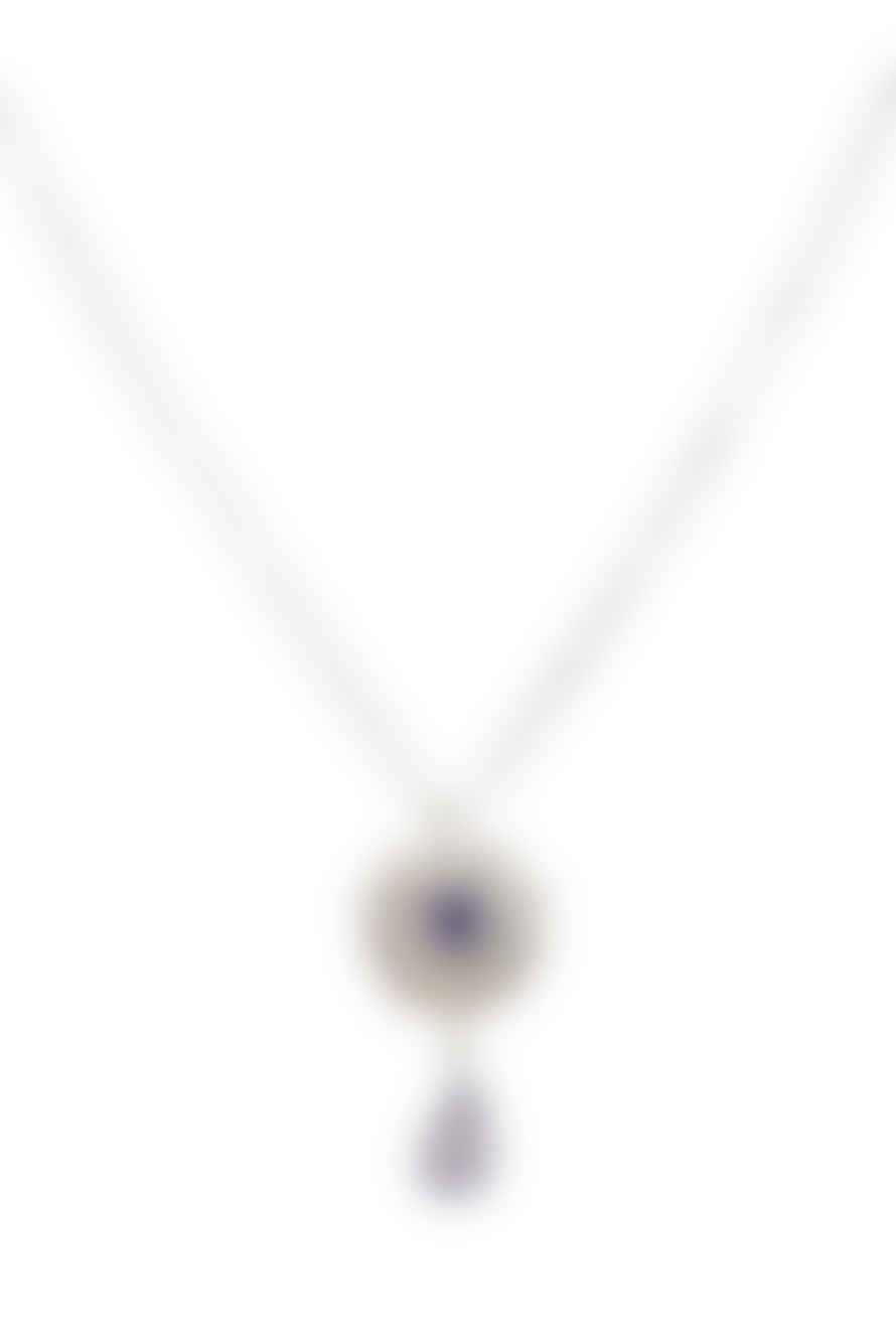 Amanda Coleman Silver Dahlia Necklace With Iolite Centre & Iolite Drop
