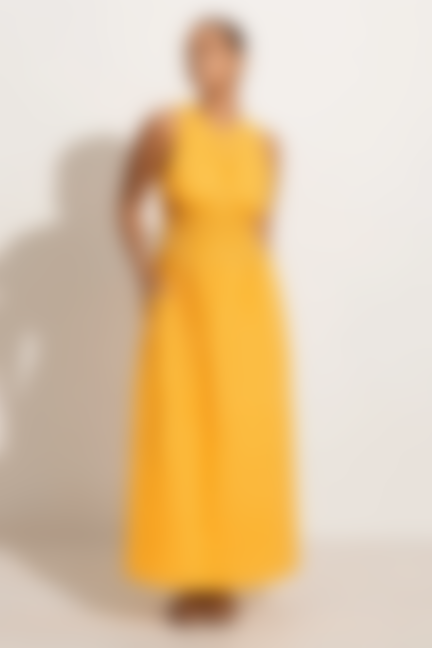 Faithfull The Brand Jean Citrus Yellow Adia Stripe Midi Dress