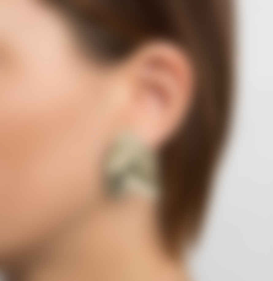 Maison 203 White Gold 3D Printing Leaves Earrings