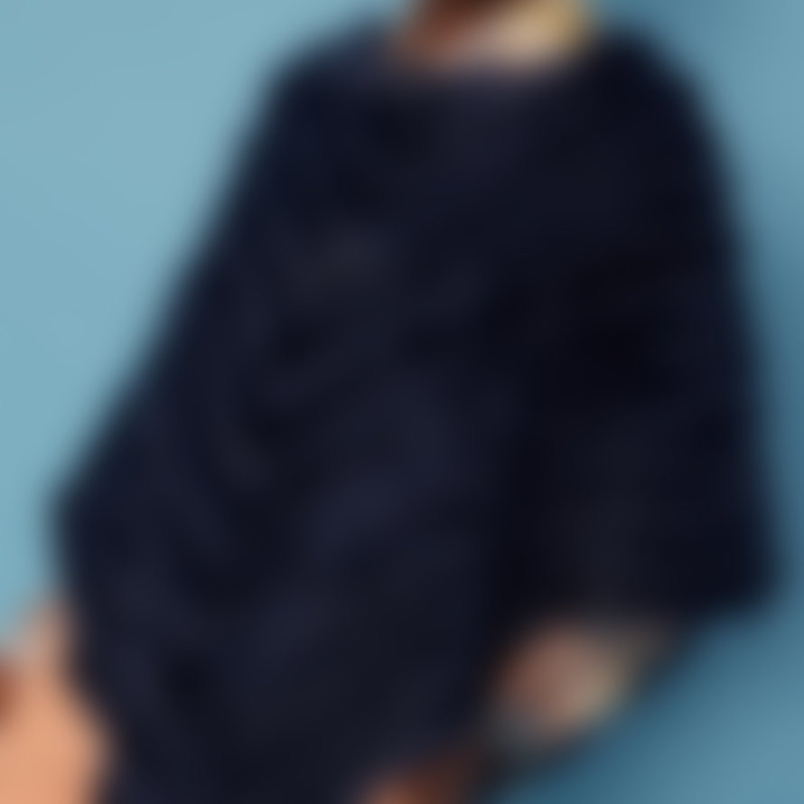 Jayley Coney Fur Poncho with Cashmere Lining | Dark Blue