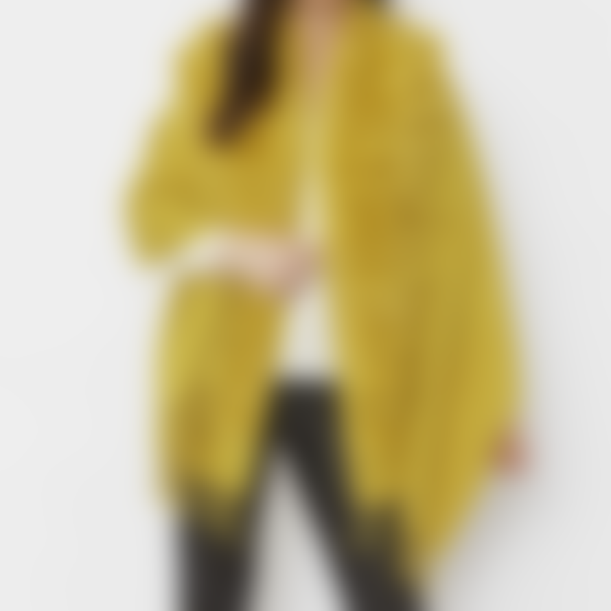 Jayley REVERSIBLE CASHMERE CONEY FUR POM POM WRAP WITH PEARLS | MUSTARD