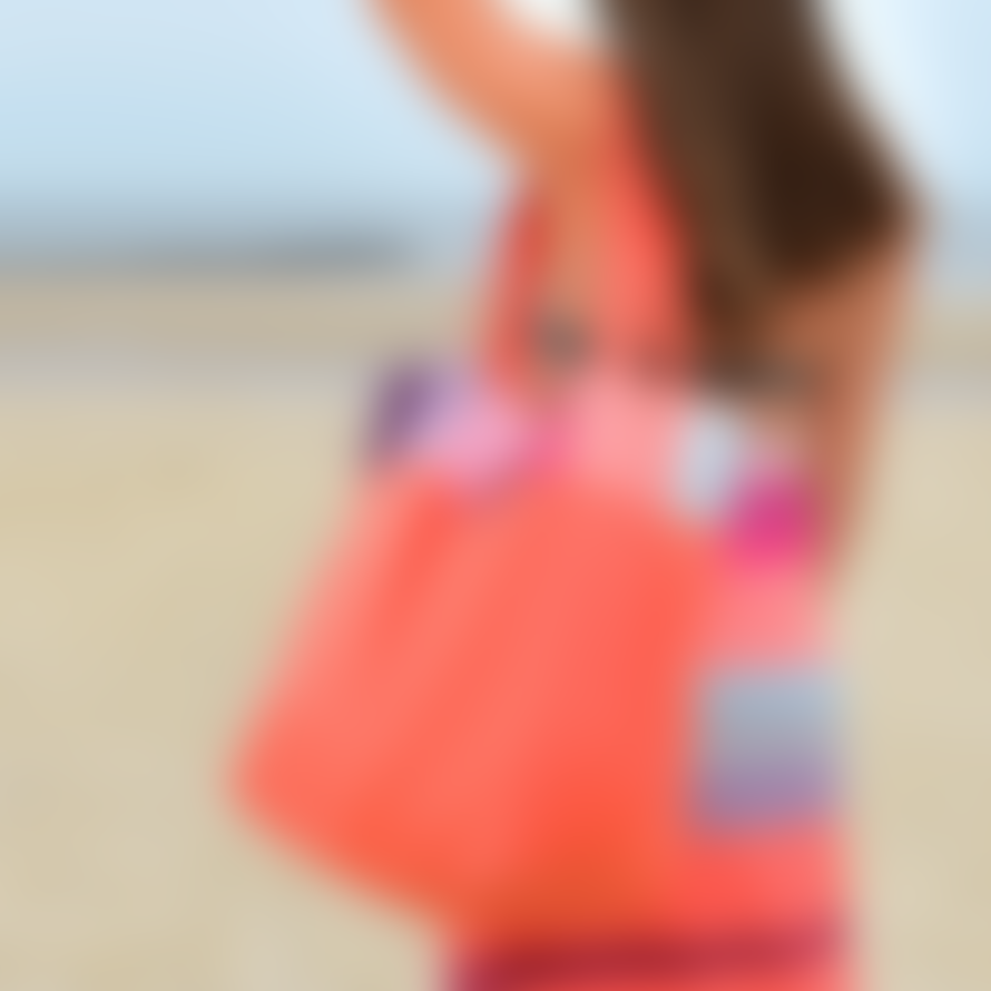 Remember Shoulder Bag For The Beach And Shopping Cotton Coral Design
