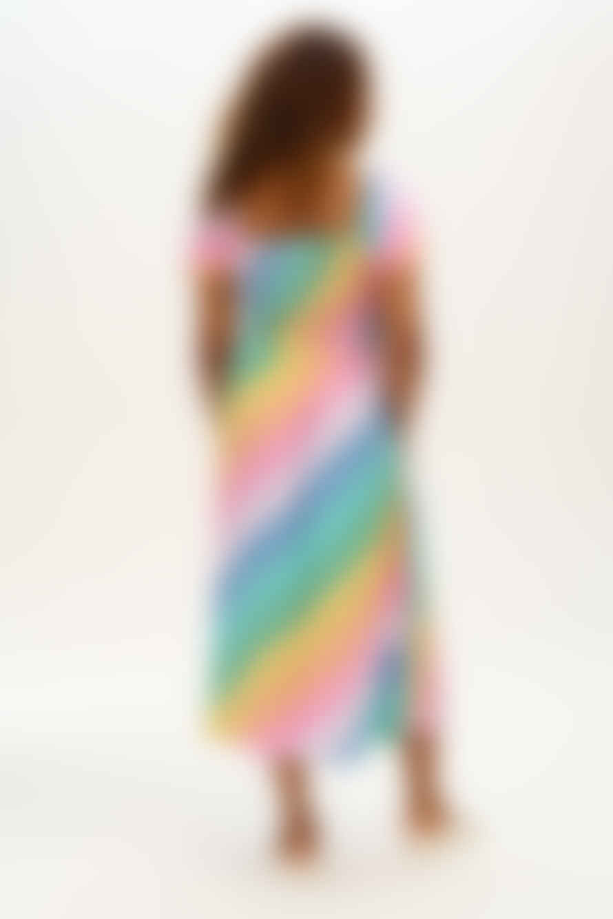 Sugarhill Brighton Jolene Midi Shirred Dress - Multi, Rainbow Checkerboard