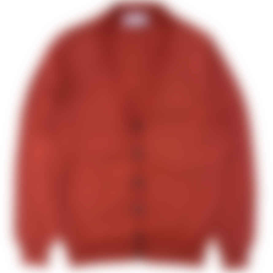 Fresh Extra Fine Cotton Cardigan Made In Italy Cayenne Red