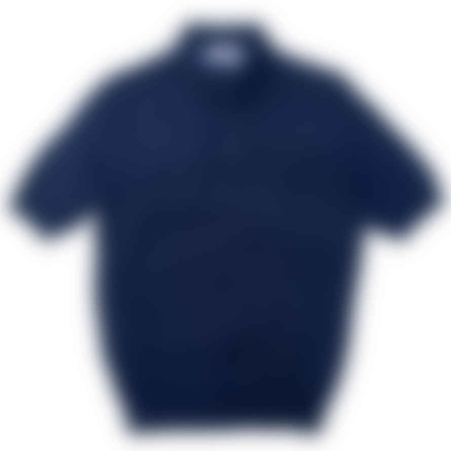 Fresh Extra Fine Crepe Cotton Knitted Polo In Navy
