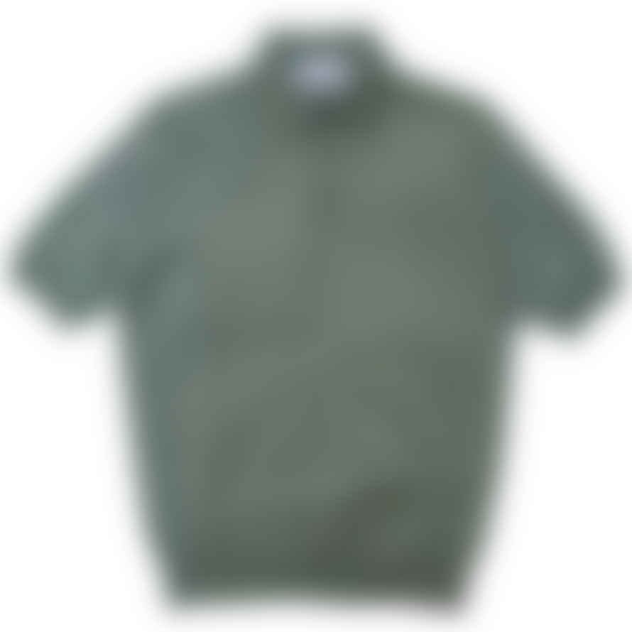Fresh Extra Fine Crepe Cotton Knitted Polo In Olive Green