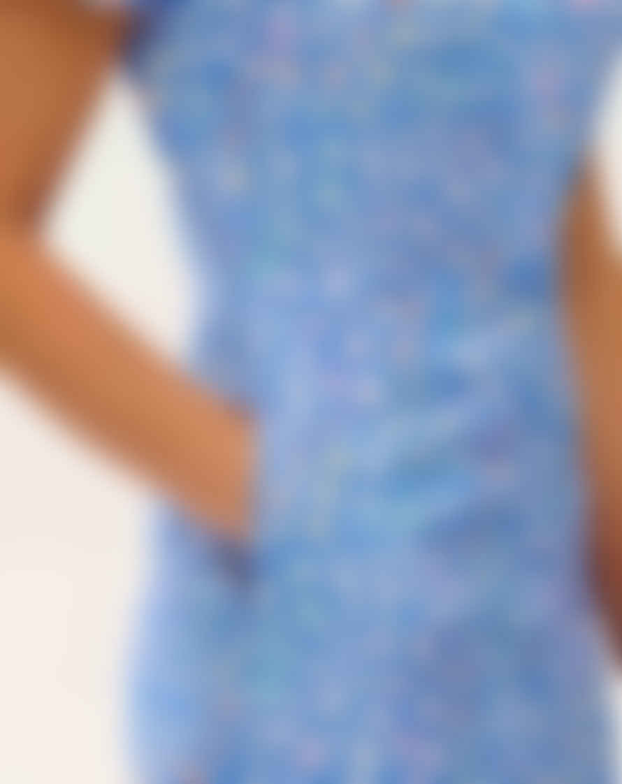 Lilac Rose Sugarhill Hilda Midi Shirt Dress In Blue, Rainbow Leopard