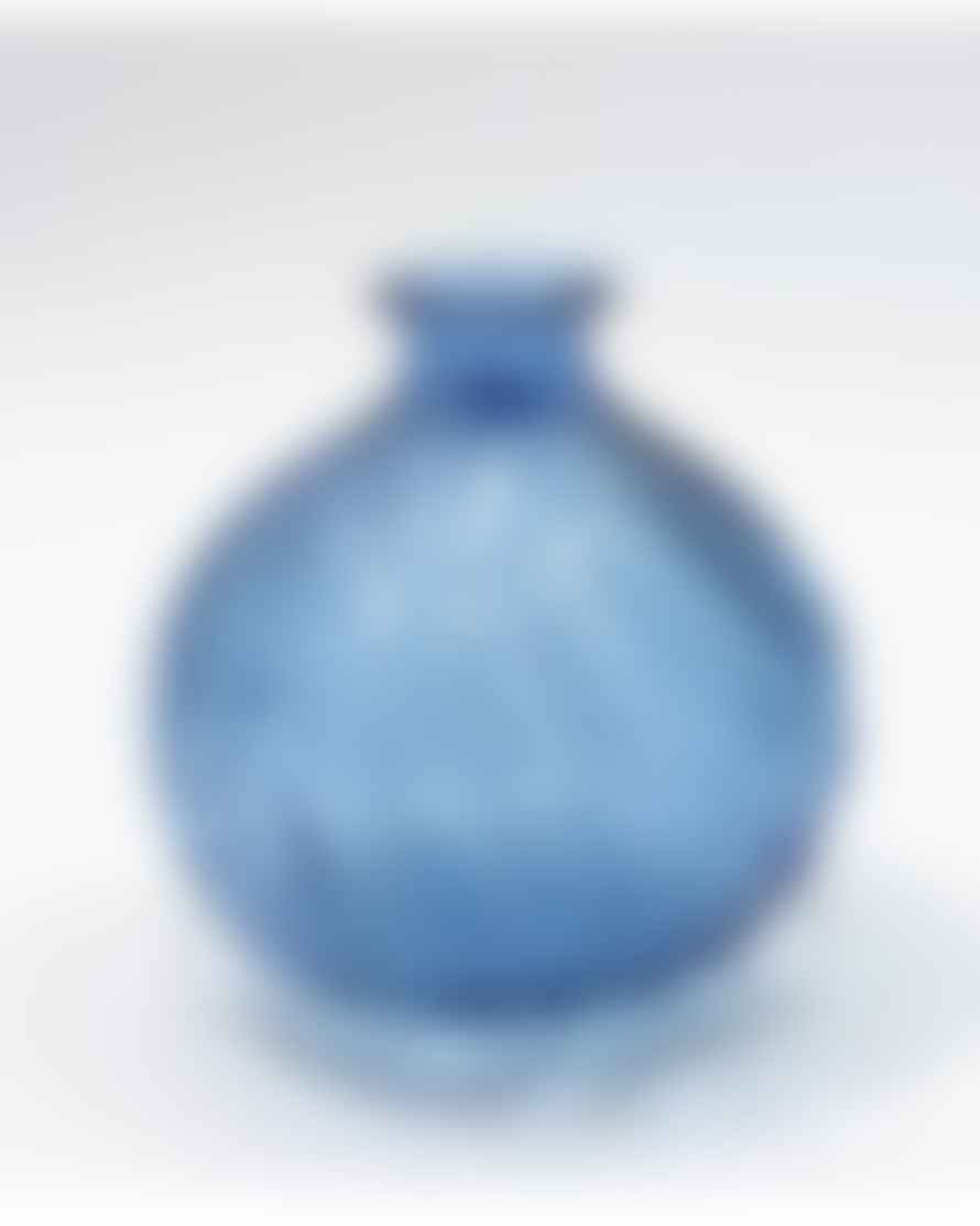Jarapa Recycled Glass Vase 17cm 'spiral' Sapphire Blue