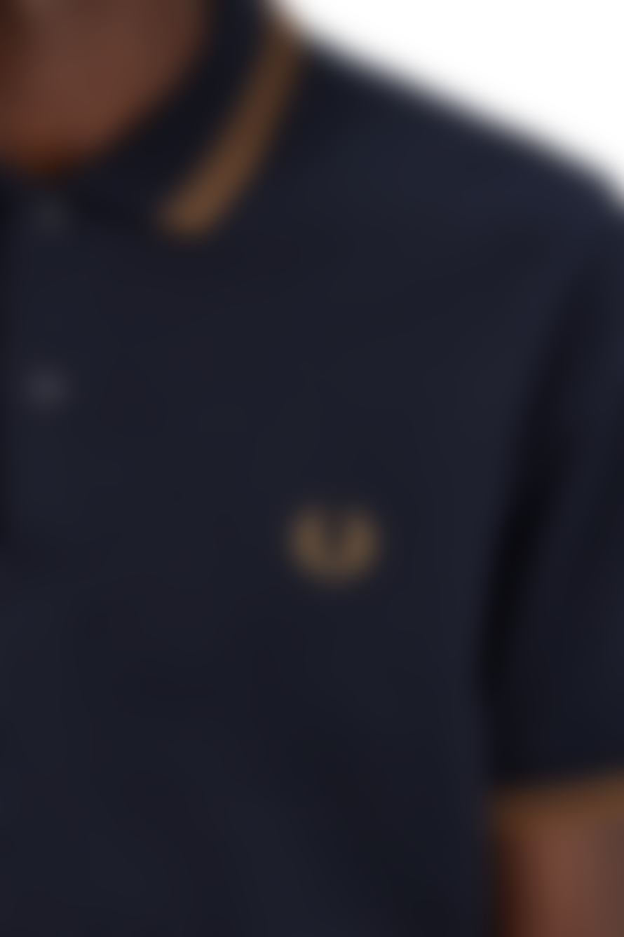 Fred Perry Slim Fit Twin Tipped Polo Navy & Shaded Stone Grey