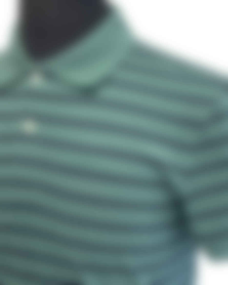 GEOX Green Striped Sustainable Pique Cotton Polo Shirt