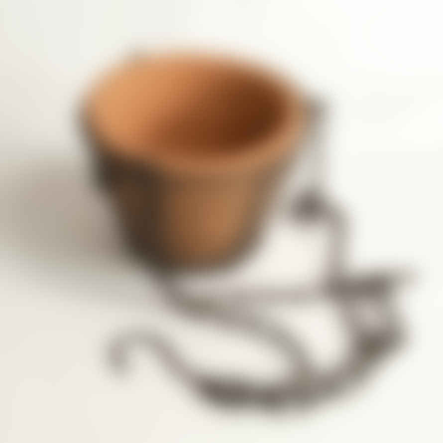 Nkuku Terracotta & Brass Hanging Pot - Small