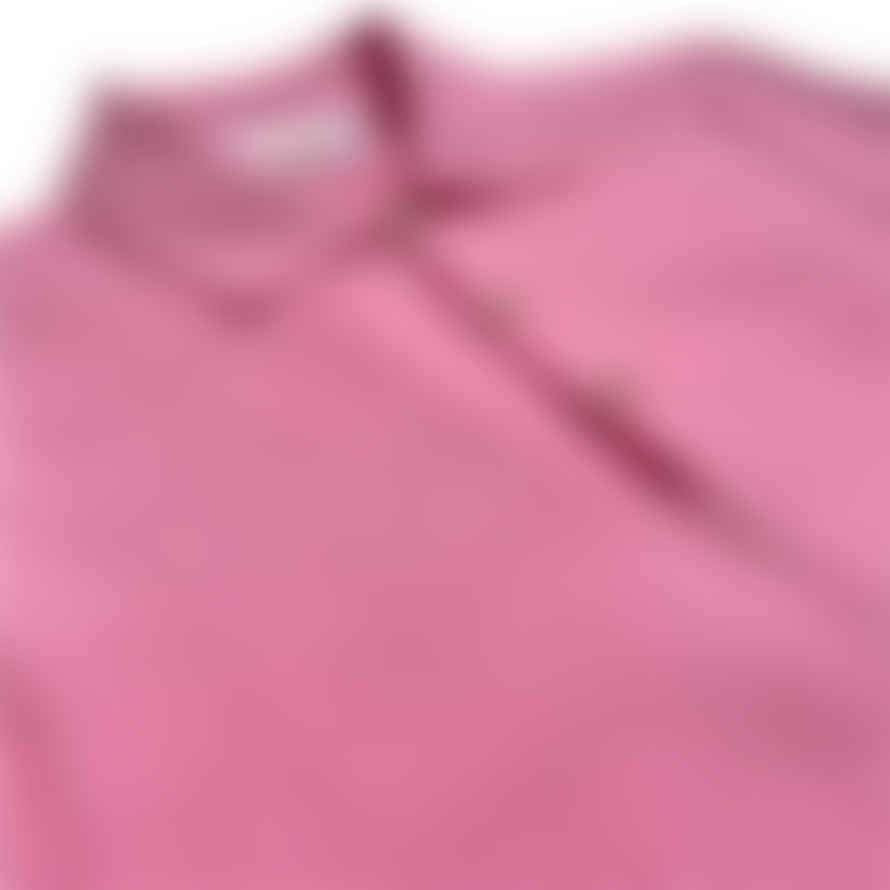 Fresh Hopkins Extra Fine Crepe Cotton Knitted Polo In Pink