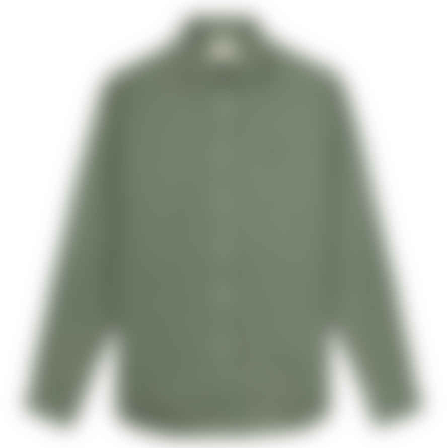  Portuguese Flannel Long Sleeve Linen Shirt Dry Green