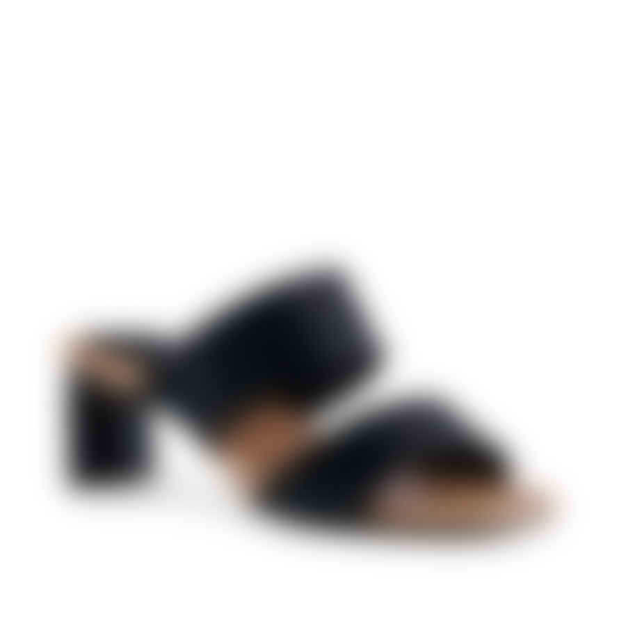 Shoe The Bear Black Satin Sylvi Textured Heel Sandals
