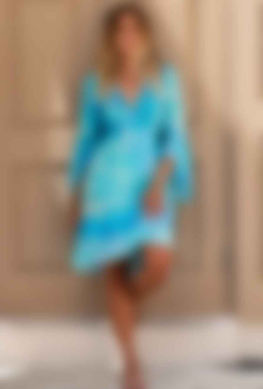 Sophia Alexia Turquoise Wave Riviera Wrap Dress