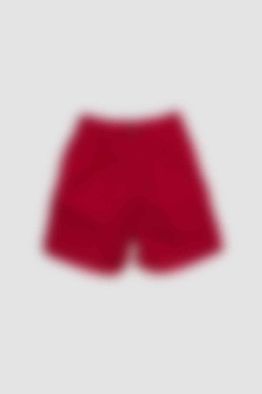 Beams Plus One Pleat Athletic Shorts Red