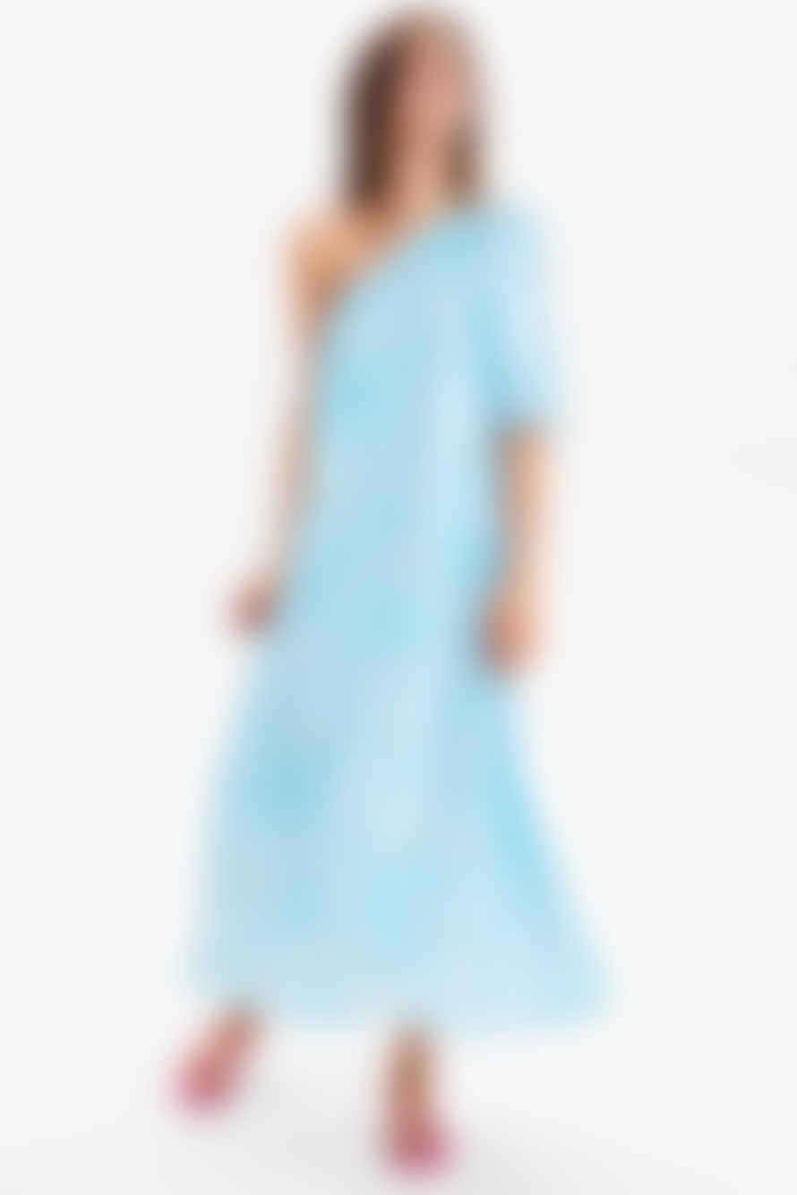 Numph Nuritt One Shoulder Dress In Crystal Blue