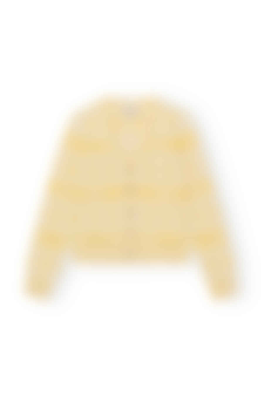 Ganni Yellow Logo Mix Long Sleeve Cardigan