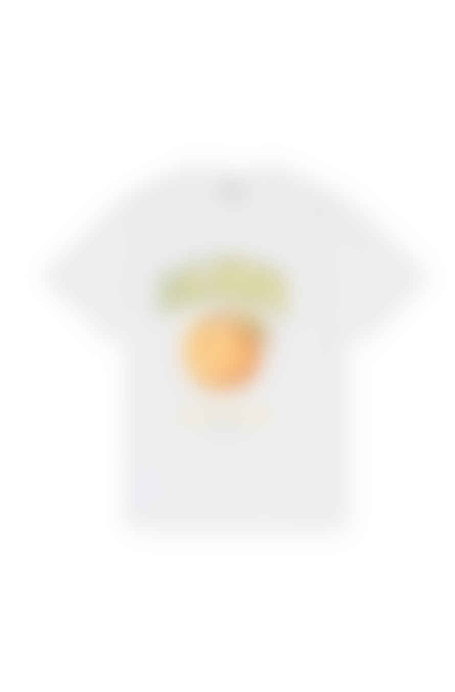 Ganni White Peach Logo Print Short Sleeve T Shirt