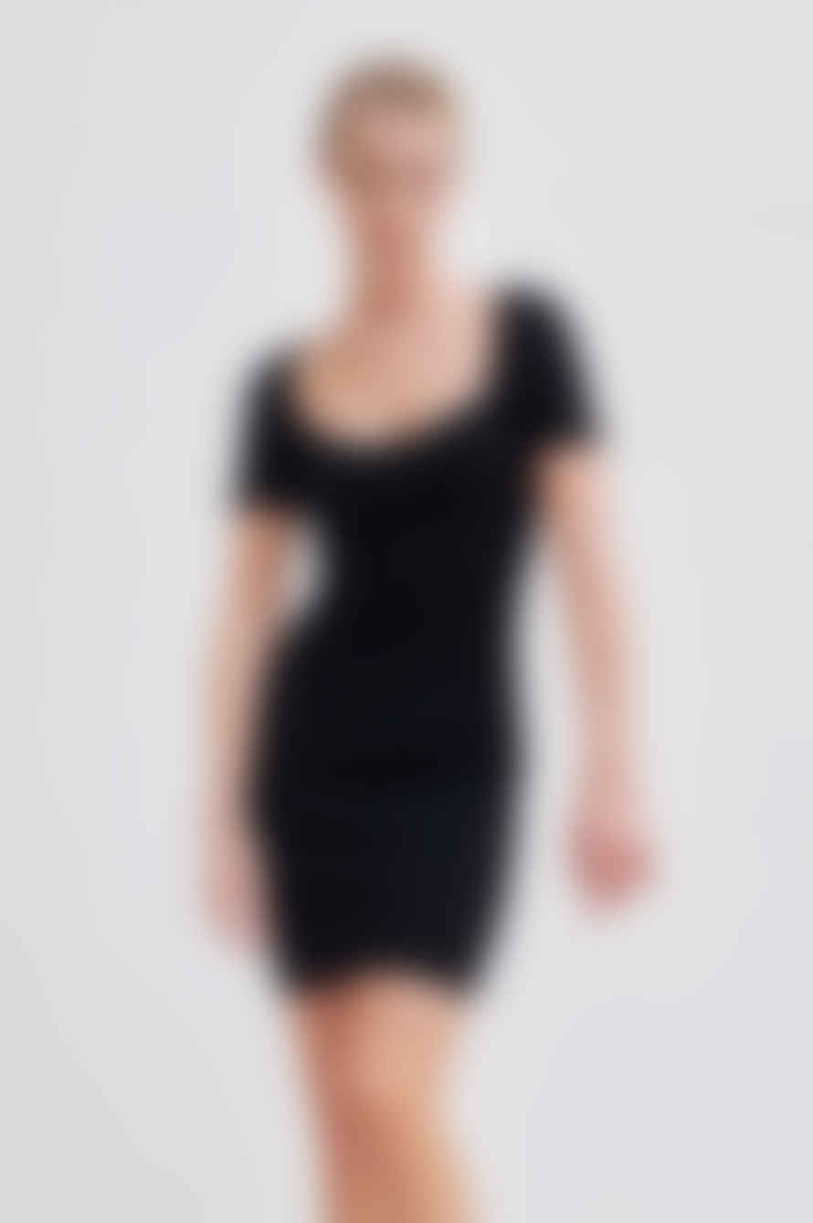 Second Female Como Knit Ss Black Dress