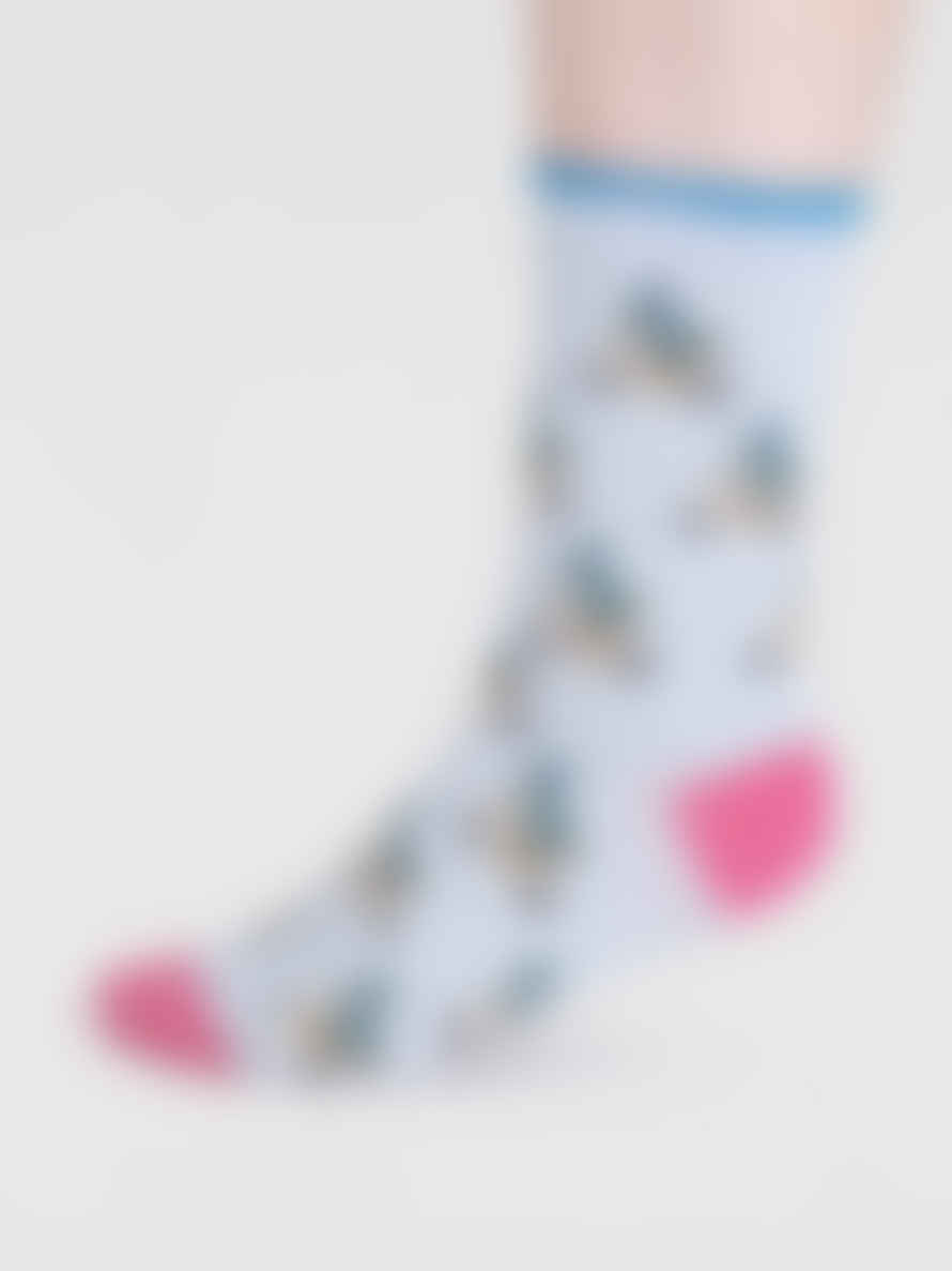 Thought Ice Blue Spw856 Bamboo Animal Socks