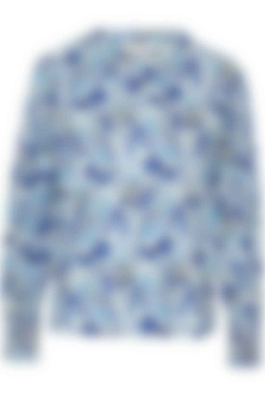 Part Two Blue Flower Printed Namis Blouse