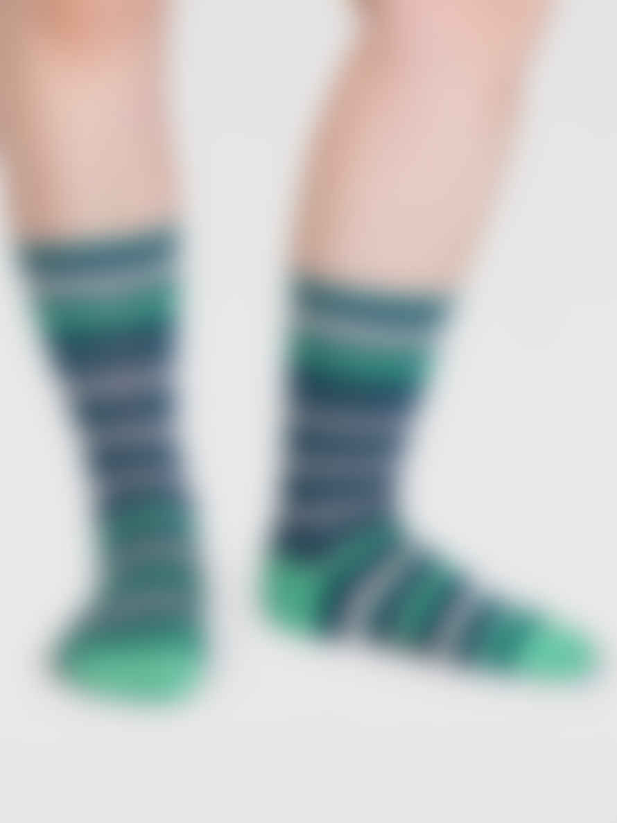Thought Misty Blue Spw835 Lucia Bamboo Stripe Socks
