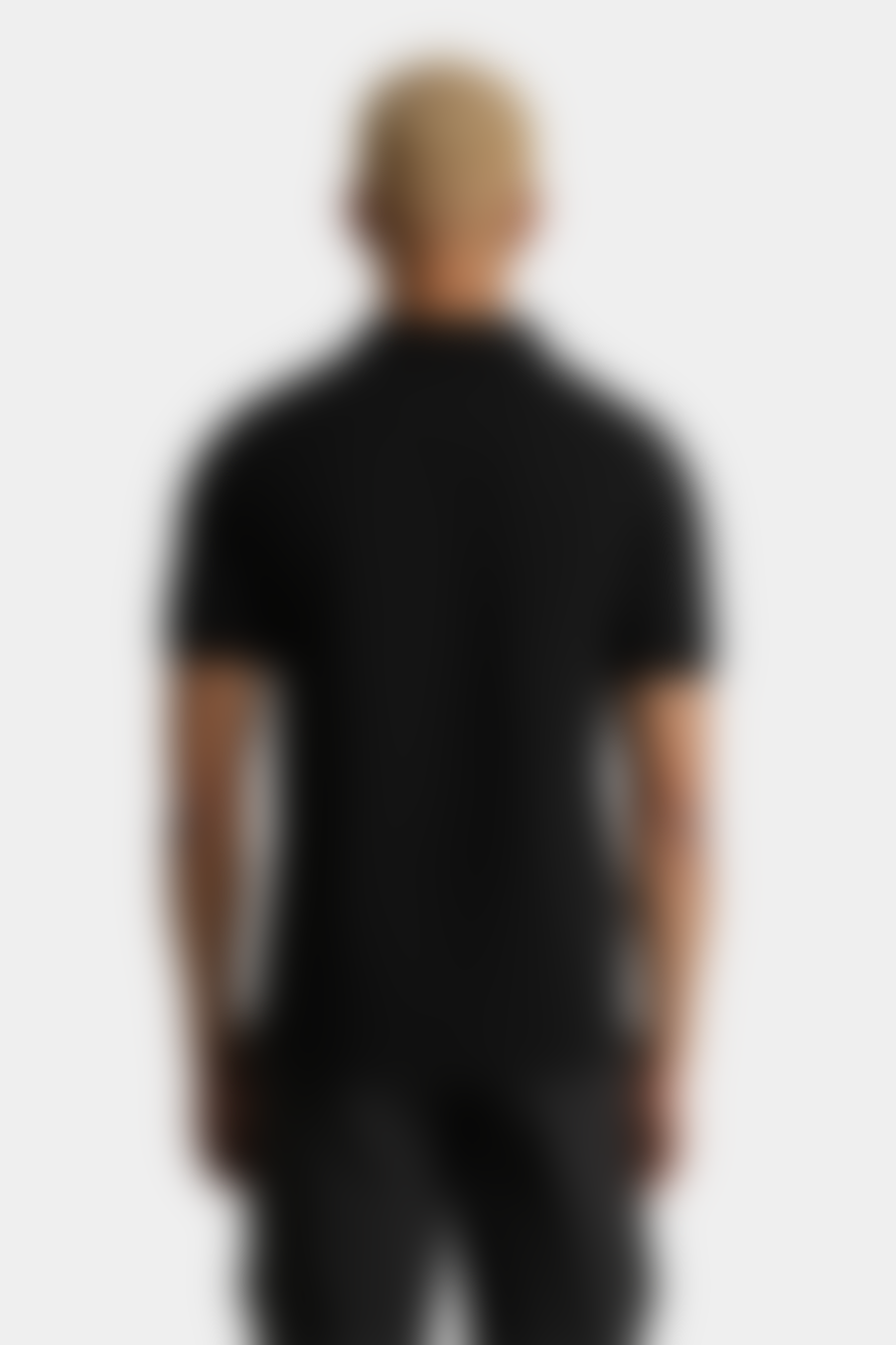 ANDROID HOMME Black Embroidered Zip Polo Shirt