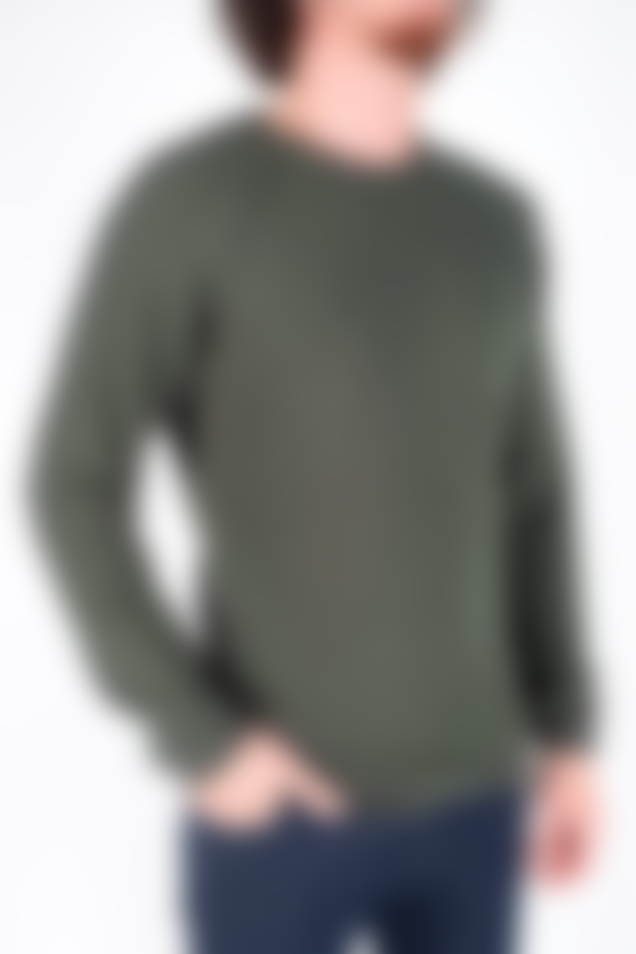 Daniele Fiesoli Olive Green Boiled Wool Round Neck Knitted Sweater 
