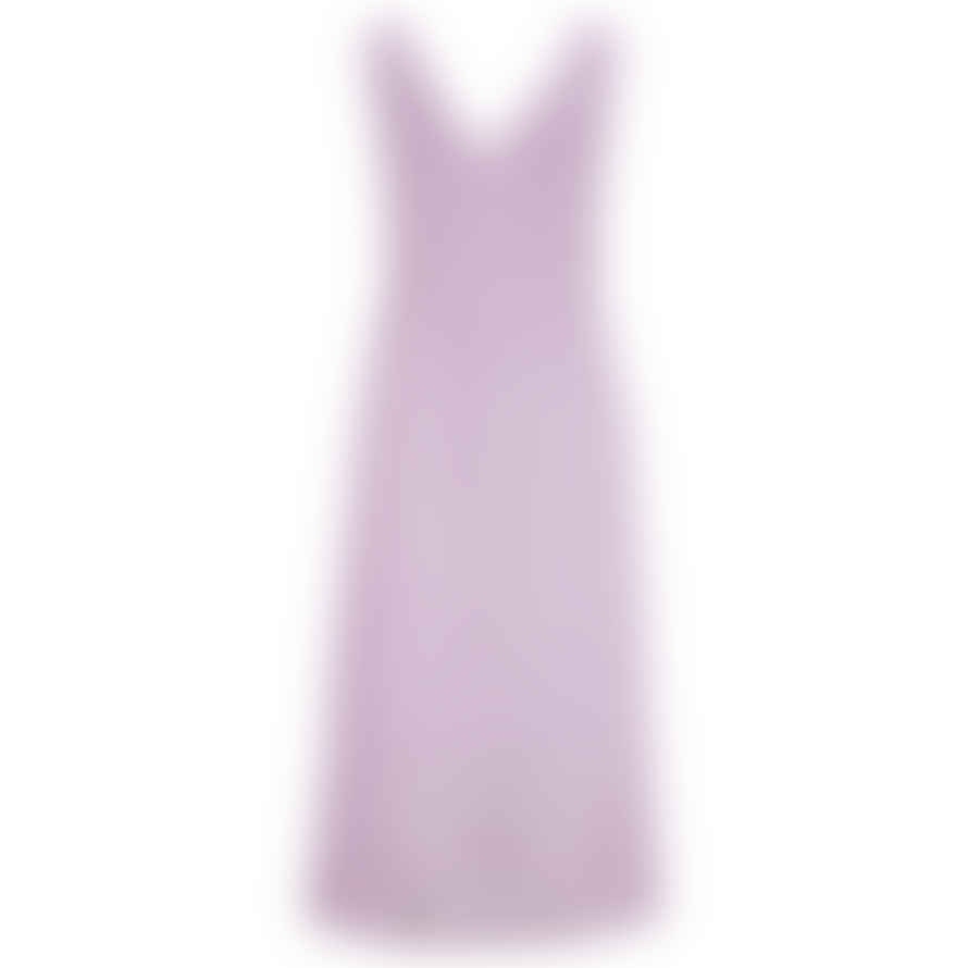 120% Lino Sleeveless Dress with Embroidery Lilac