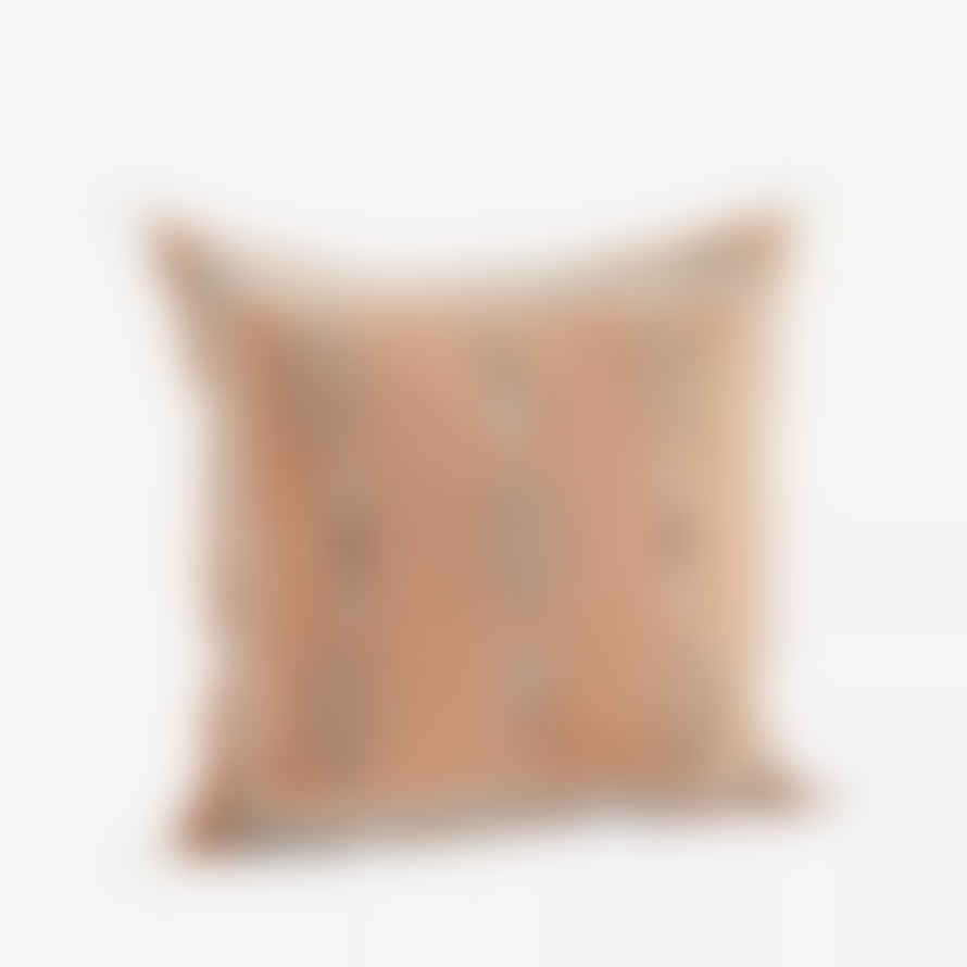 Madam Stoltz Handwoven Cushion Cover - Orange, Grey, White & Brown