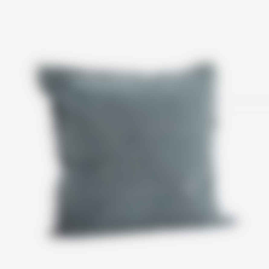 Madam Stoltz Printed Cushion Cover - Blue & Light Grey 