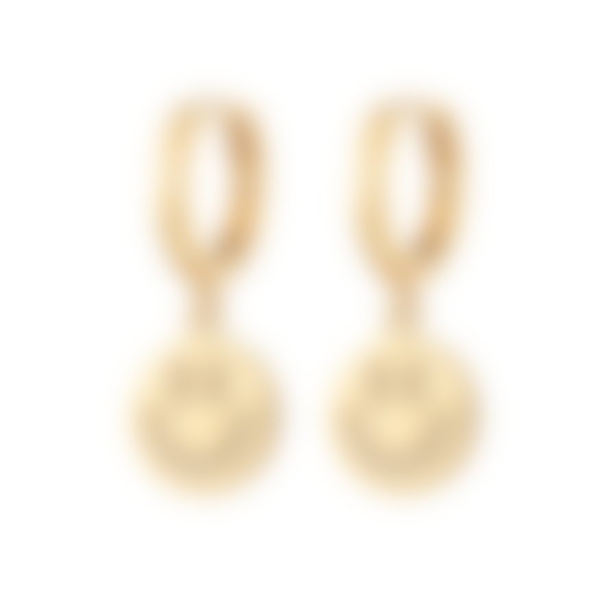 Scream Pretty  Smiley Face Charm Hoop Earrings - Gold Plated