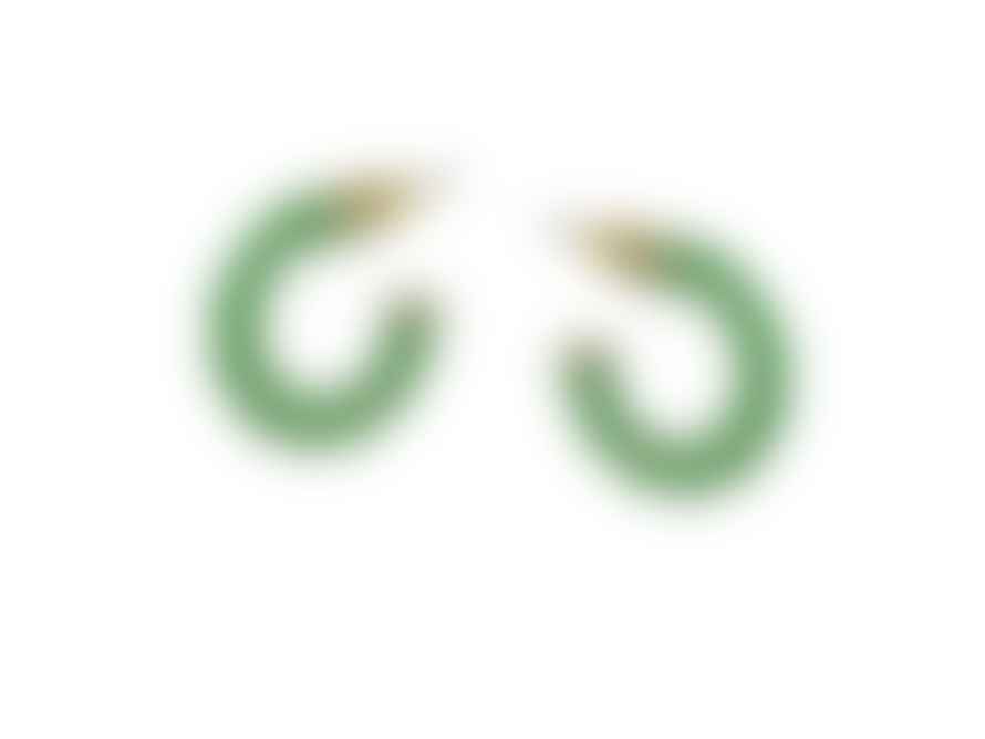 Big Metal Olympia Rope Enamelled Hoop Earrings In Green