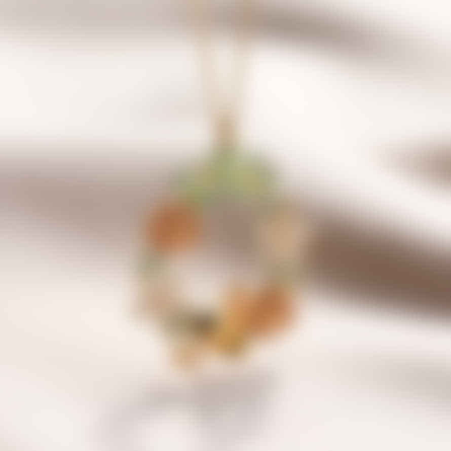 Lisa Angel Crystal Flower & Enamel Bee Droplet Necklace