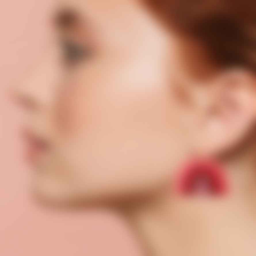 Natalie Lea Owen Red Mirror Rainbow Dangle Earrings 