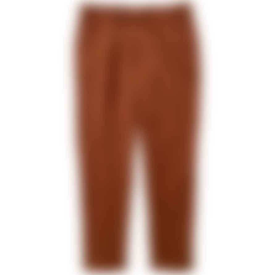 Fresh Lyocell Linen One-pleat Chino Pants In Brick Red
