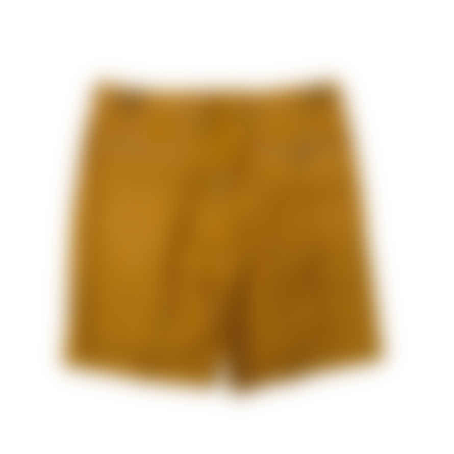 Fresh Linen Striped One-pleat Shorts In Gold