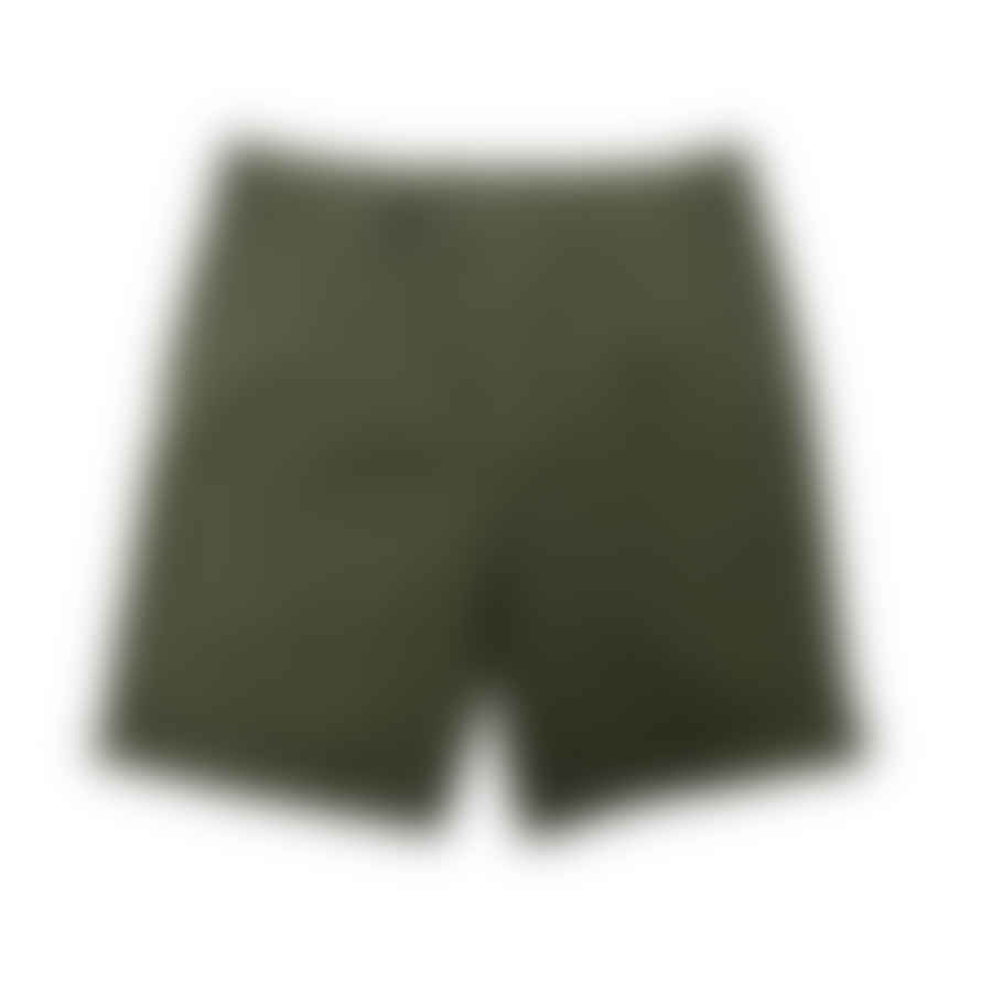 Fresh Cotton One-pleat Shorts In Military Green