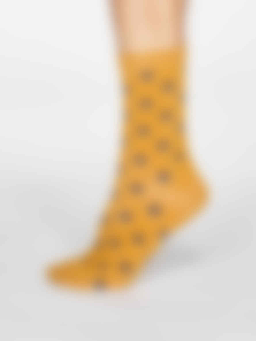 Lark London Men's Grayson Spot Stripe Socks - Mustard Yellow
