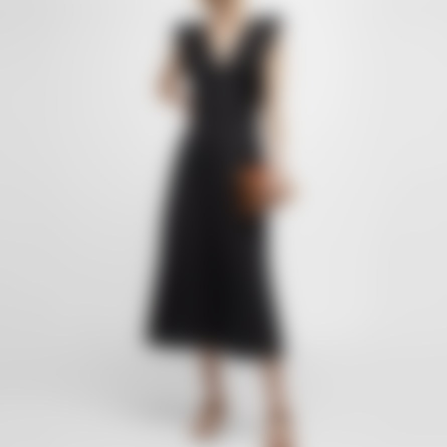 Rails Constance Black Ruffle Linen Midi Dress
