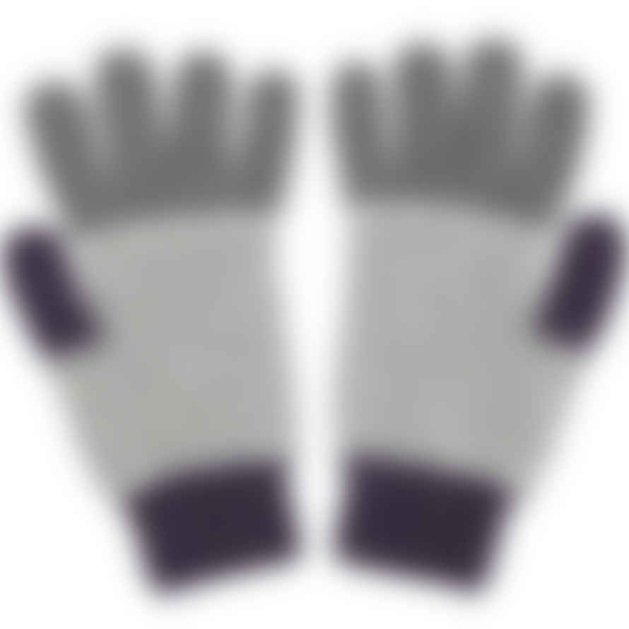 Catherine Tough Men's Lambswool Gloves - Grey/purple Cross