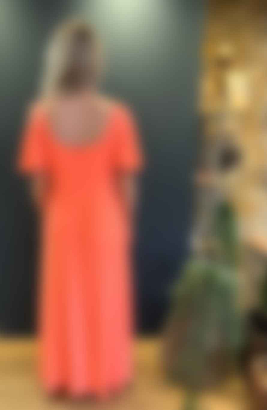 Vilagallo Fluorescent Orange Florence Georgette Dress