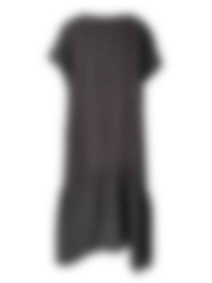 WDTS - Window Dressing the Soul Wdts Black Linen With Grey Thread Seam Detail Frilled Hem Dress