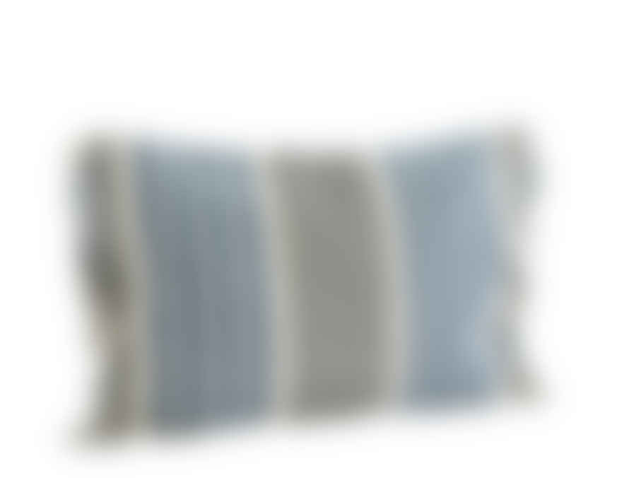 Madam Stoltz Large Blue Textured Stripe Cushion