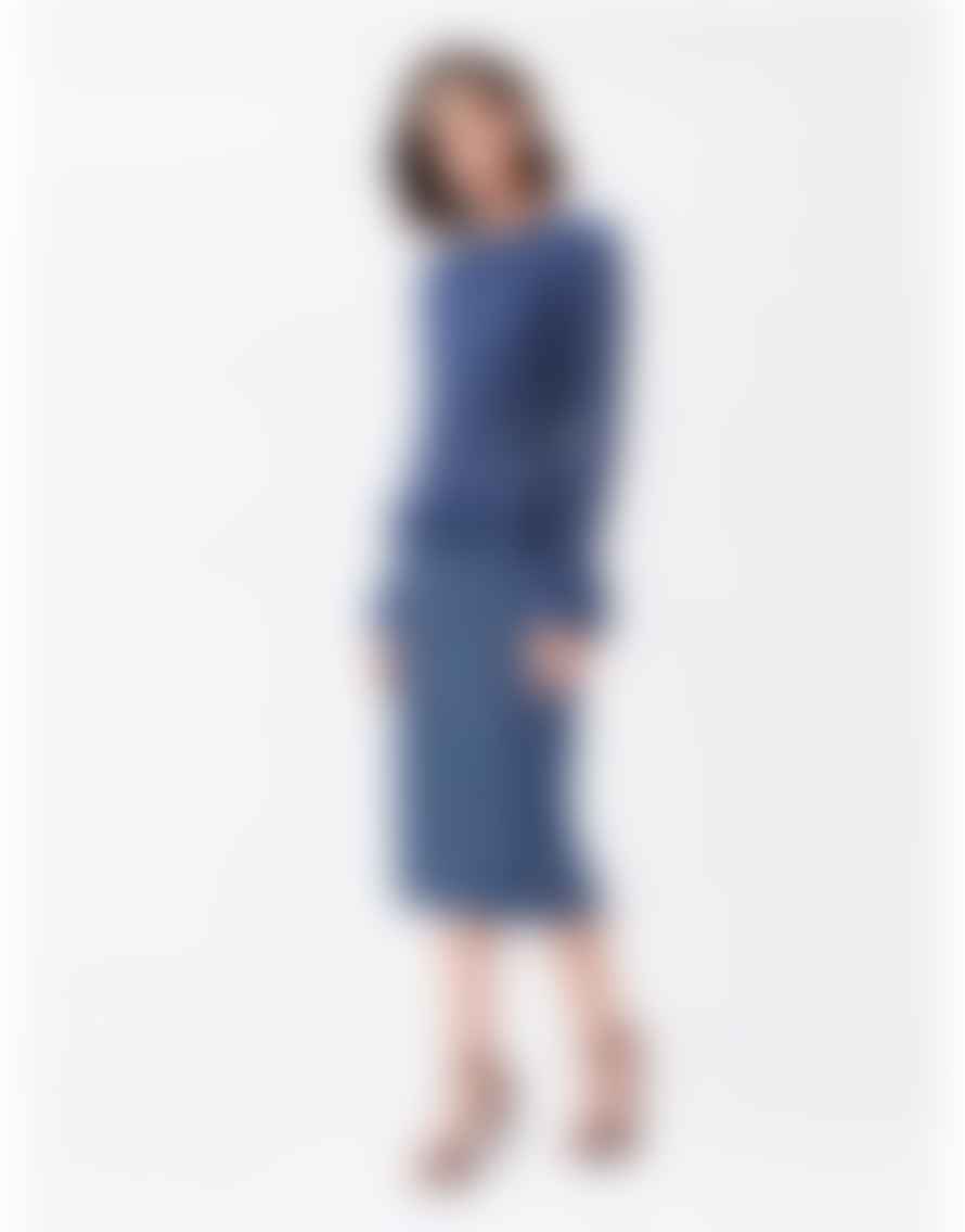 Diane Von Furstenberg Navy Kara Spot Print Midi Skirt