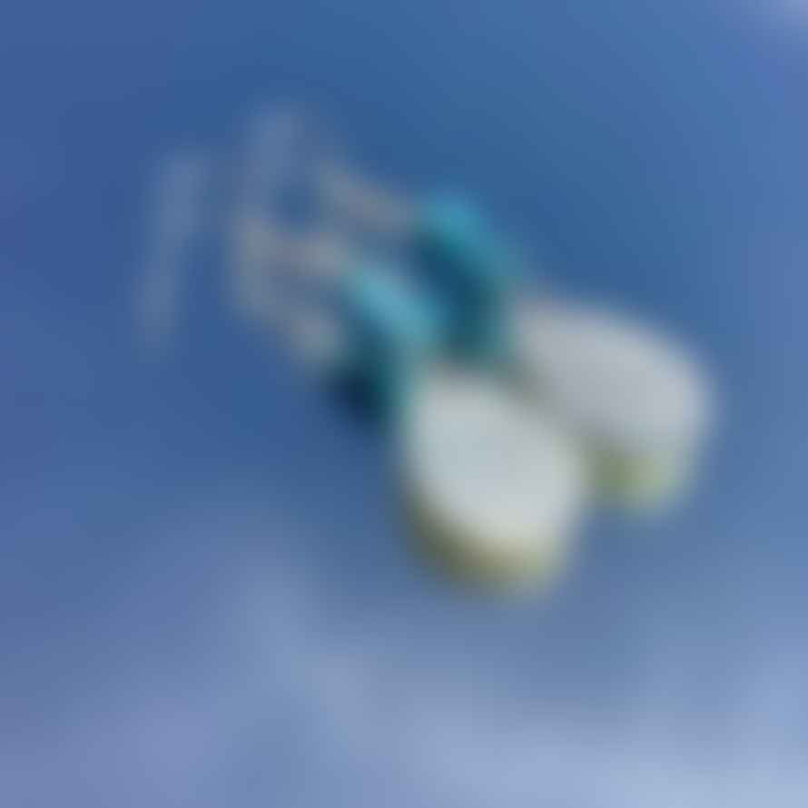 Bombolulu Medium Oval Turquoise Chip Earrings - Sliver Plated