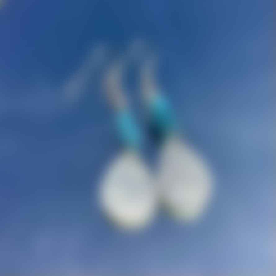 Bombolulu Medium Oval Turquoise Chip Earrings - Sliver Plated