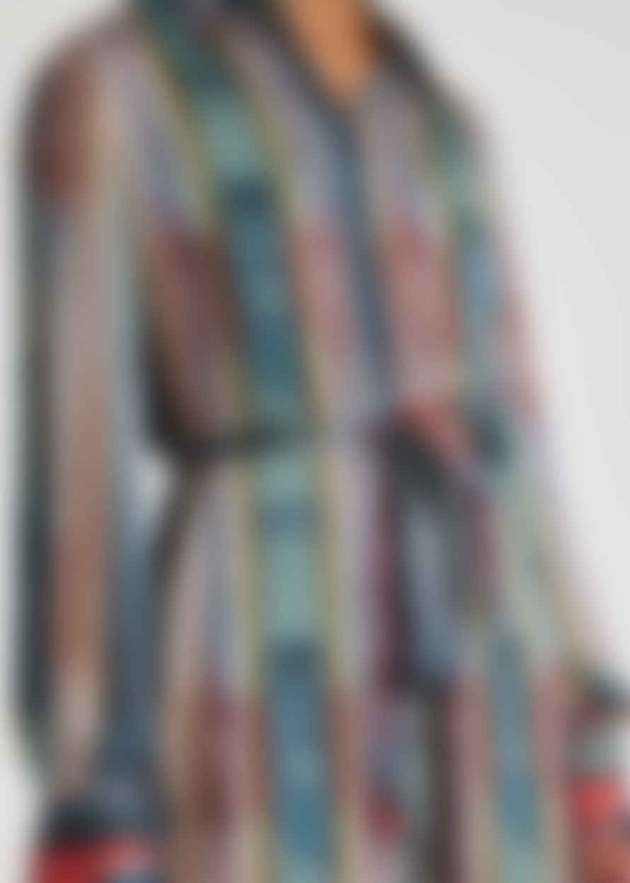 Paul Smith Multi Watercolour Stripe Midi Shirt Dress 